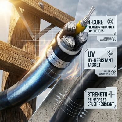 ABC 4x35mm2 UV Stabilized PVC Insulated Aerial Bundled Cable Overhead 0.6/1kV IEC60502 προμηθευτής